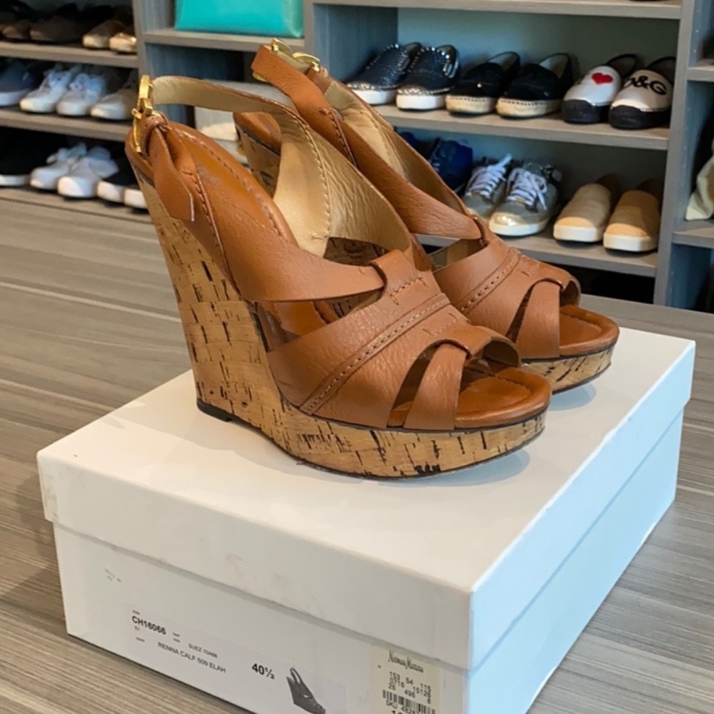 CHLOE | Brown Wedge Sandals with Cork Heel Renna Calf CH16066
